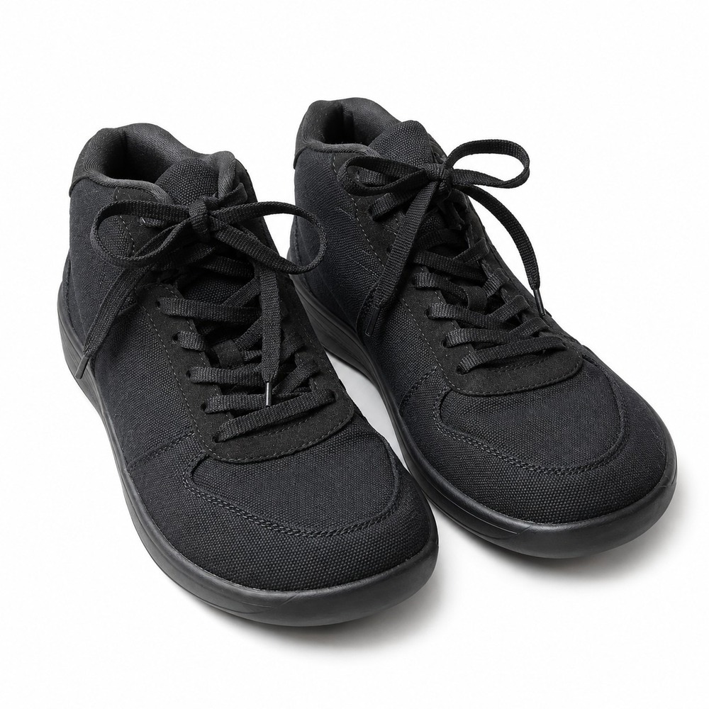 WHITIN Wide Toe Box Canvas Minimalist Barefoot Sneaker Men Sz EU/42 US/8-9 Black
